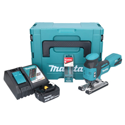 Makita DJV 181 RF1J scie sauteuse sur batterie 18 V sans balais + 1 batterie 3,0 Ah + chargeur + jeu de 5 lames de scie sauteuse + Makpac