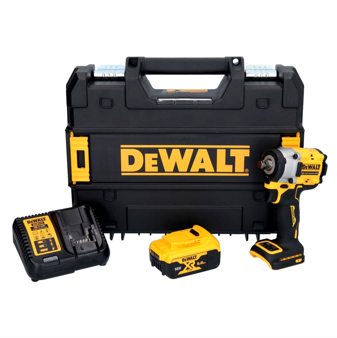 Clé à chocs sans fil DeWalt DCF 921 P1 18 V 400 Nm 1/2" sans balai + 1x batterie 5,0 Ah + chargeur + TSTAK