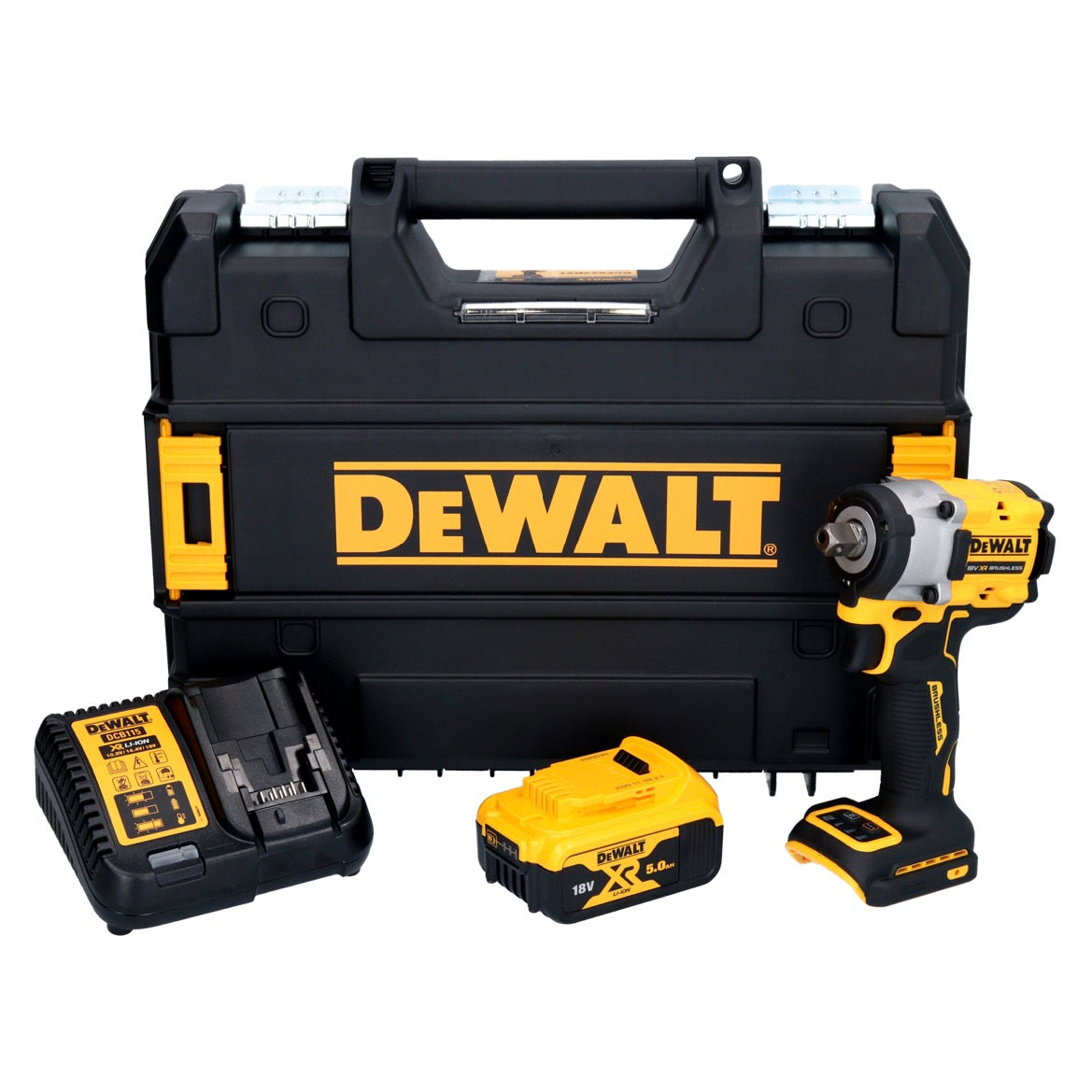 Clé à chocs sans fil DeWalt DCF 922 P1 18 V 400 Nm 1/2" sans balai + 1x batterie 5,0 Ah + chargeur + TSTAK