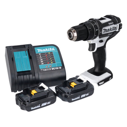 Makita DHP 482 SYW Akku Schlagbohrschrauber 18 V 62 Nm Weiß + 2x Akku 1,5 Ah + Ladegerät - Toolbrothers