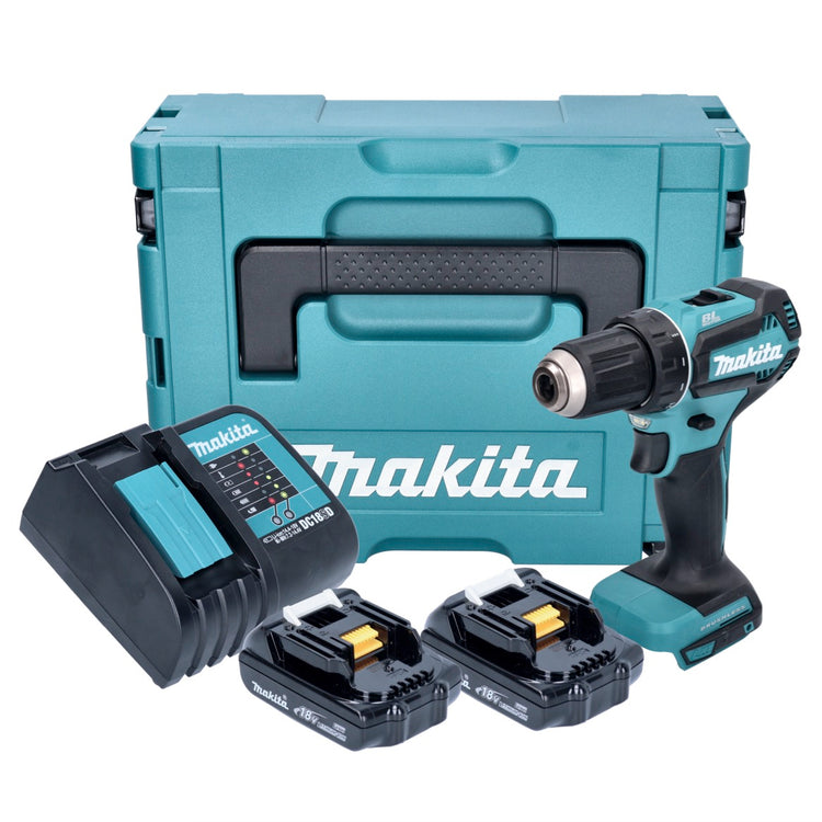 Makita DDF 485 SYJ Akku Bohrschrauber 18 V 50 Nm Brushless + 2x Akku 1,5 Ah + Ladegerät + Makpac - Toolbrothers