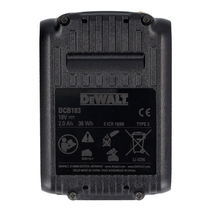 DeWalt DCB 183 Akkupack 18 V 2,0 Ah / 2000 mAh XR Li-Ion Akku - mit Ladestandanzeige - Toolbrothers