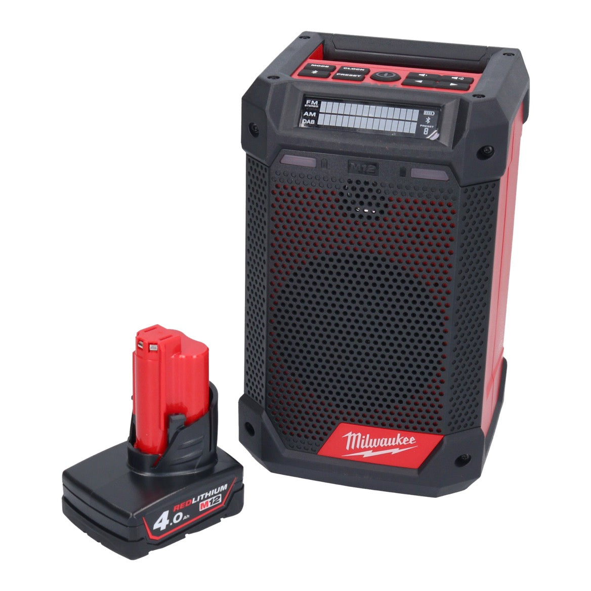 Milwaukee M12 RCDAB+-401 Radio à batterie DAB+ 12 V + 1x batterie 4,0 Ah - sans chargeur