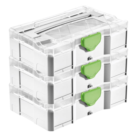 Festool T-LOC SYS MINI 1 TL TRA MINI Systainer 3 Stk. ( 3x 203813 ) Kleinteile Koffer transparenter Deckel koppelbar mit SYS-MINI 1 und 3 TL - Toolbrothers