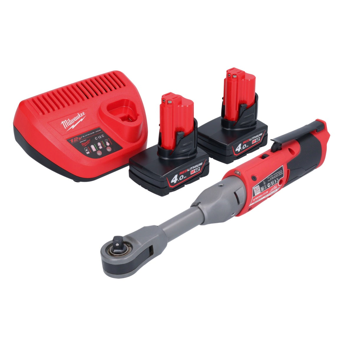 Milwaukee M12 FIR38LR-402 Akku Ratsche lang 12 V 75 Nm 3/8" 1/4" + 2x Akku 4,0 Ah + Ladegerät