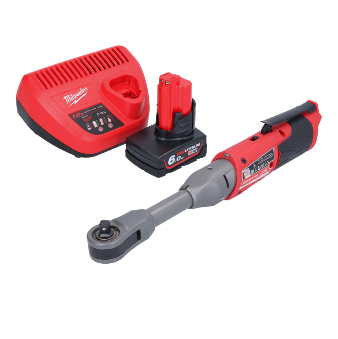 Milwaukee M12 FIR38LR-601 Akku Ratsche lang 12 V 75 Nm 3/8" + 1x Akku 6,0 Ah + Ladegerät