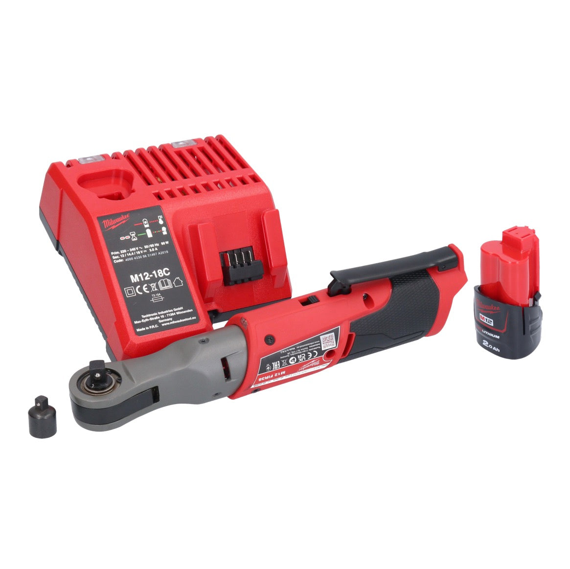 Cliquet à batterie Milwaukee M12 FIR38-201 12 V 75 Nm 3/8" 1/4" + 1x batterie 2,0 Ah + chargeur