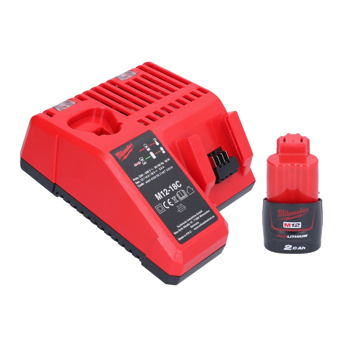 Cliquet à batterie Milwaukee M12 FIR38-201 12 V 75 Nm 3/8" 1/4" + 1x batterie 2,0 Ah + chargeur