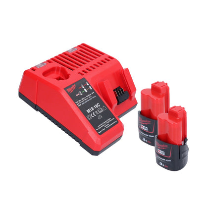 Cliquet à batterie Milwaukee M12 FIR38-302 12 V 75 Nm 3/8" 1/4" + 2x batterie 3,0 Ah + chargeur