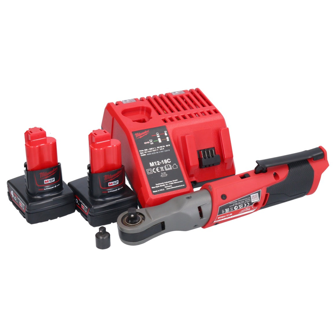 Cliquet à batterie Milwaukee M12 FIR38-402 12 V 75 Nm 3/8" 1/4" + 2x batterie 4,0 Ah + chargeur