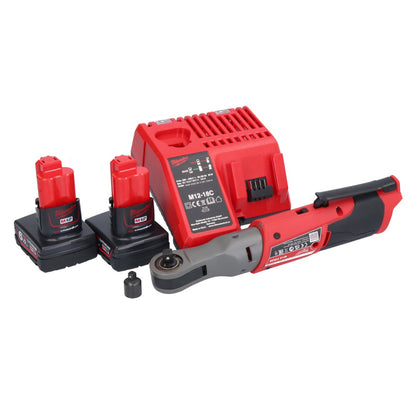 Cliquet à batterie Milwaukee M12 FIR38-602 12 V 75 Nm 3/8" 1/4" + 2x batterie 6,0 Ah + chargeur