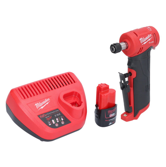 Meuleuse droite Milwaukee M12 FDGA-301 coudée 12 V 6 / 8 mm sans balais + 1x batterie 3,0 Ah + chargeur