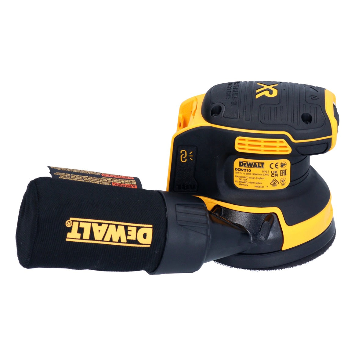 DeWalt DCW 210 D2 Akku Exzenterschleifer 18 V 125 mm Brushless + 2x Akku 2,0 Ah + Ladegerät - Toolbrothers