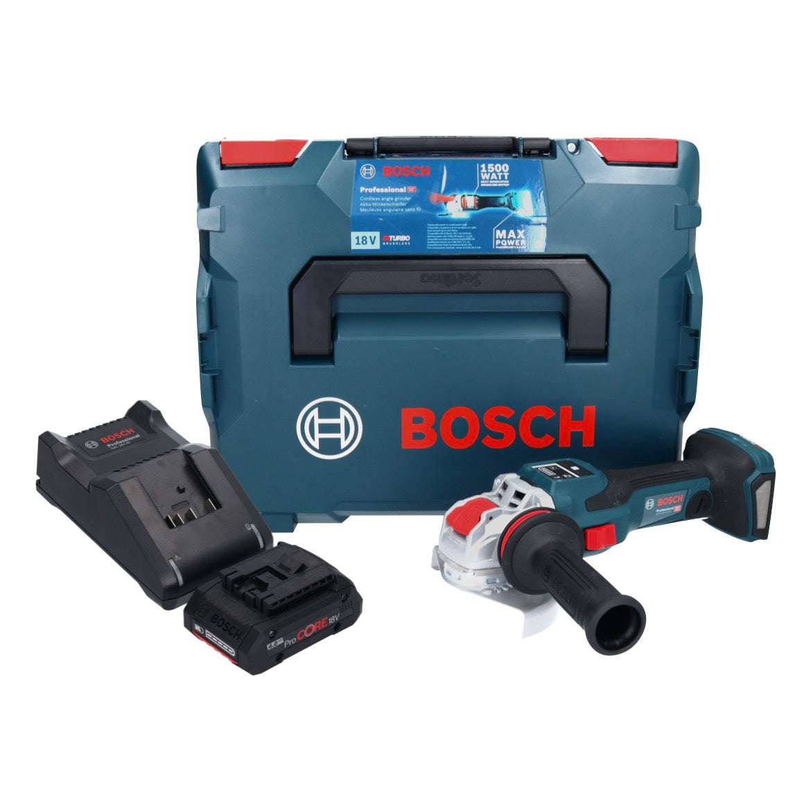 Bosch GWX 18V-15 SC Professional Akku Winkelschleifer 18 V 125 mm BITURBO X-LOCK + 1x ProCORE Akku 4,0 Ah + Ladegerät + L-BOXX - Toolbrothers