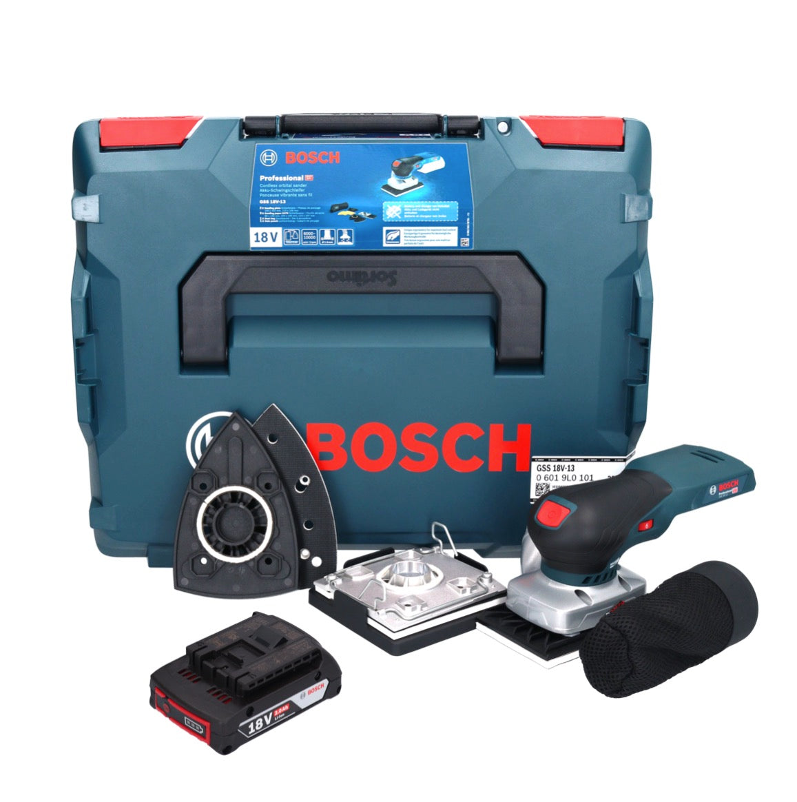 Ponceuse orbitale à batterie Bosch GSS 18V-13 18 V + 1x batterie 2,0 Ah + L-BOXX - sans chargeur