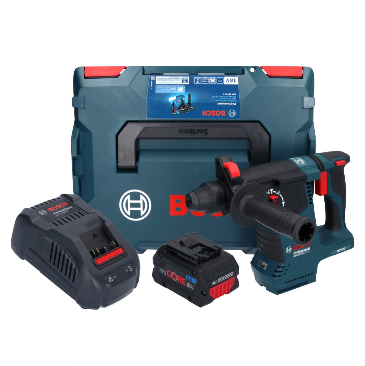 Bosch GBH 18V-24 C Professional Akku Bohrhammer 18 V 2,4 J Brushless SDS plus + 1x ProCORE Akku 5,5 Ah + Ladegerät + L-BOXX - Toolbrothers