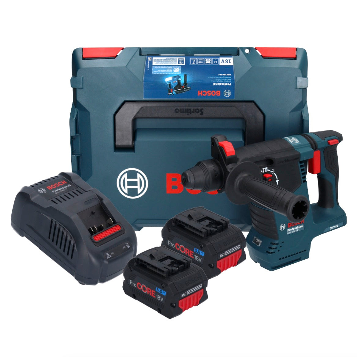 Bosch GBH 18V-24 C Professional Akku Bohrhammer 18 V 2,4 J Brushless SDS plus + 2x ProCORE Akku 5,5 Ah + Ladegerät + L-BOXX - Toolbrothers