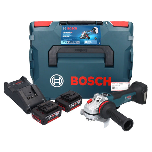 Bosch GWS 18V-10 PSC Professional Akku Winkelschleifer 18 V 125 mm Brushless + 2x Akku 5,0 Ah + Ladegerät + L-Boxx - Toolbrothers