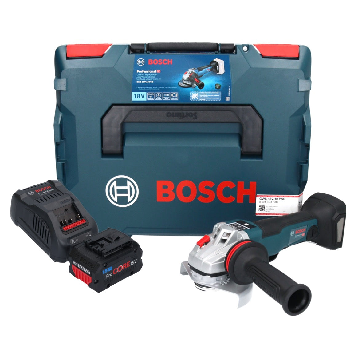 Bosch GWS 18V-10 PSC Professional Akku Winkelschleifer 18 V 125 mm Brushless + 1x ProCORE Akku 5,5 Ah + Ladegerät + L-Boxx - Toolbrothers