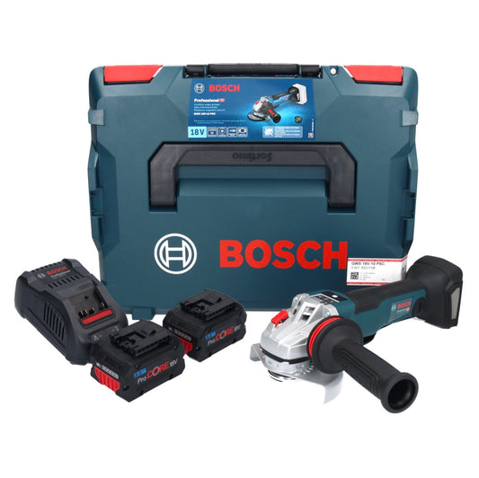 Meuleuse d'angle sans fil Bosch GWS 18V-10 PSC Professional 18 V 125 mm sans balais + 2 batteries ProCORE 8,0 Ah + chargeur + L-Boxx