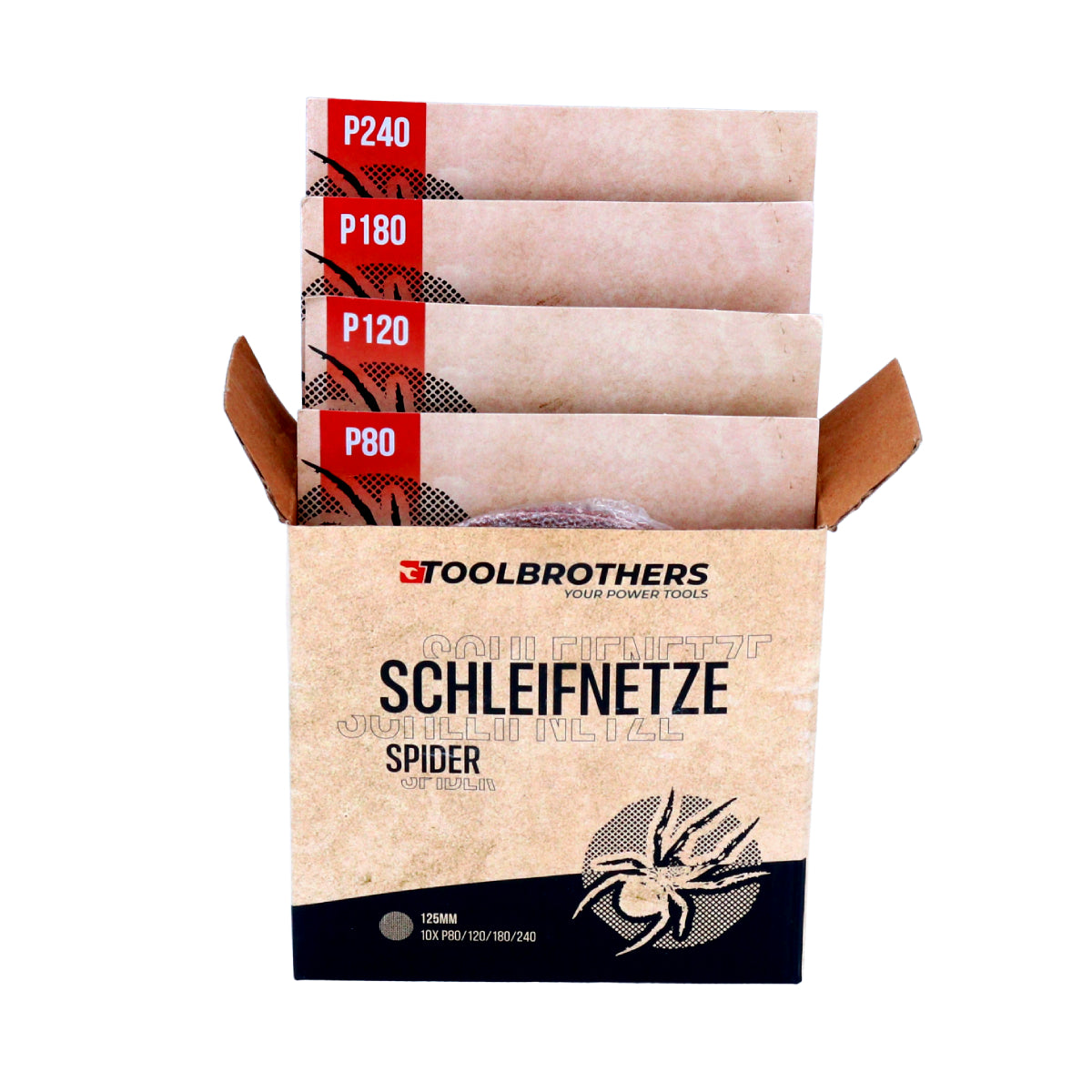 Güde EXS 125 E Exzenterschleifer 380 Watt 125 mm ( 58130 ) + 2x Toolbrothers SPIDER Netzschleifmittel Set - Toolbrothers