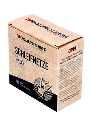 Toolbrothers SPIDER Schleifset Netzschleifmittel 2 Packungen 80x Schleifnetze 125mm Klett je 20x P80 / P120 / P180 / 240 für Hartholz, Weichholz, Lack, Stein, Stahl, Aluminium, Furnier - Toolbrothers