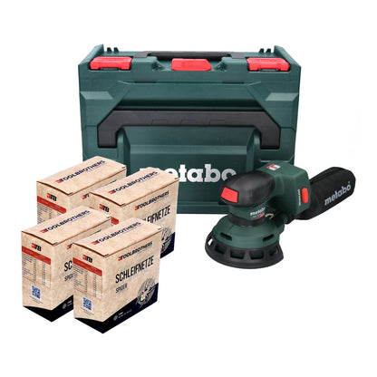 Metabo SXA 18 LTX 125 BL ponceuse excentrique sur batterie 18 V 125 mm (600146840) sans balais + 4x kit d'abrasifs secteur Toolbrothers SPIDER + metaBOX - sans batterie, sans chargeur