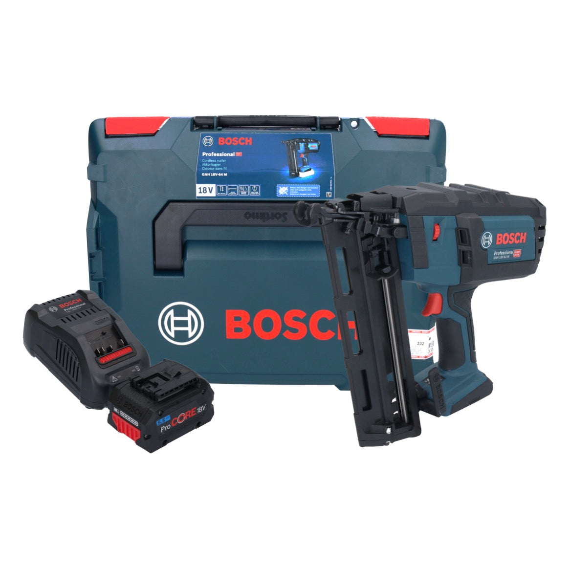 Bosch GNH 18V-64 M Professional Akku Nagler 18 V 64 mm + 1x ProCORE Akku 5,5 Ah + Ladegerät + L-BOXX - Toolbrothers