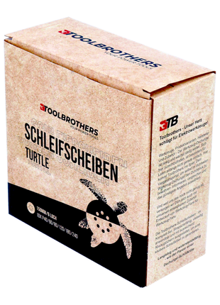 Toolbrothers TURTLE Schleifset 4 Packungen 240x Schleifscheiben 150 mm Klett 6 Loch  je 40x P40 / P60 / P80 / P120 / P180 / P240 für Hartholz, Weichholz, Lack, Stein, Stahl, Aluminium, Furnier - Toolbrothers