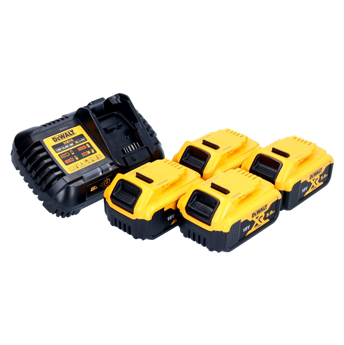 DeWalt Akku Starter Set 18 V 4x DCB 184 Akku 5,0 Ah + DCB 116 XR Schnell Ladegerät - Toolbrothers