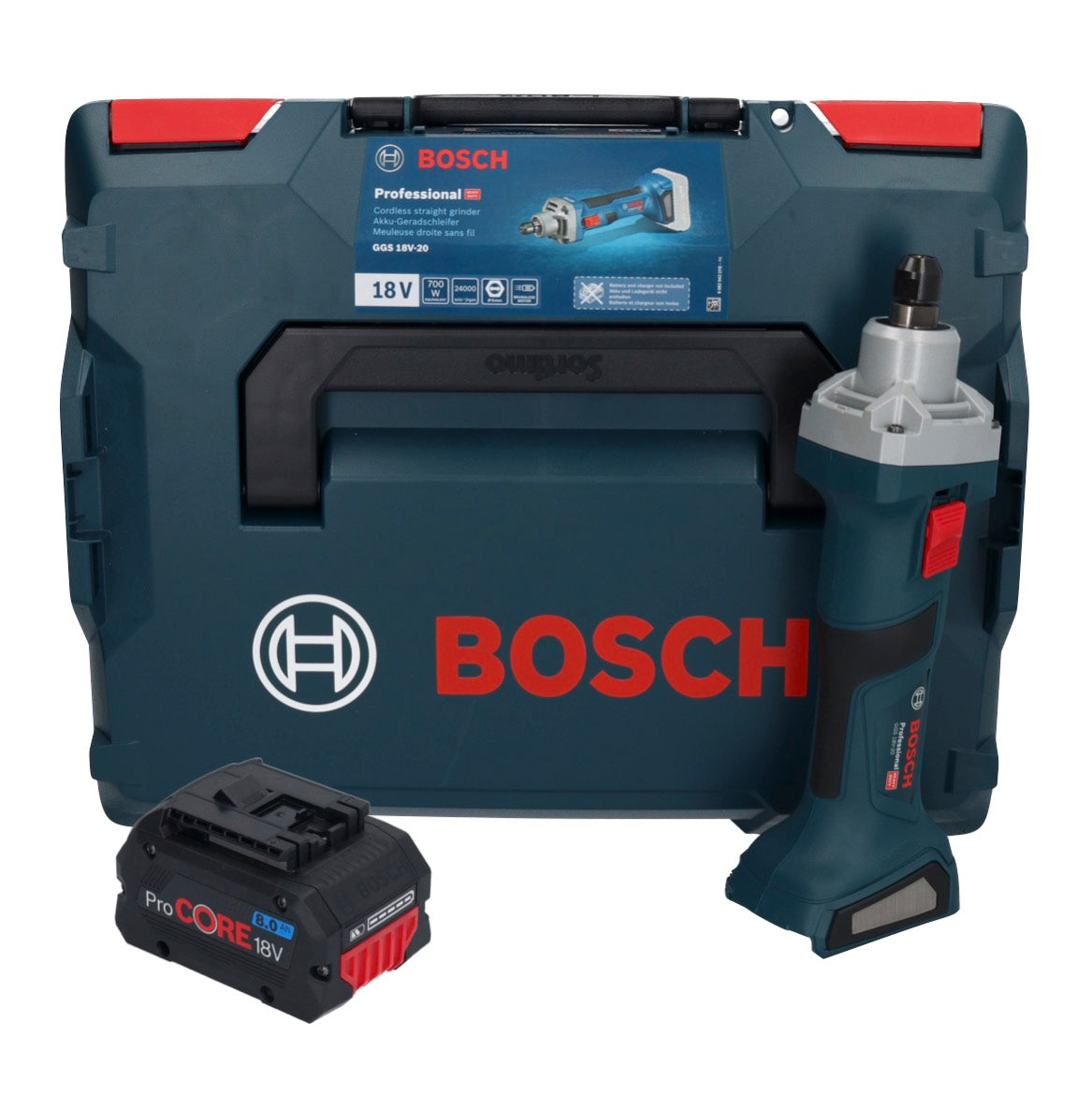 Meuleuse droite à batterie Bosch GGS 18V-20 18 V sans balais + 1x batterie ProCORE 8,0 Ah + L-BOXX - sans chargeur