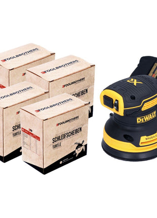 DeWalt DCW 210 N Akku Exzenterschleifer 18 V 125 mm Brushless Solo + 4x Toolbrothers TURTLE Schleifscheiben Set - Toolbrothers