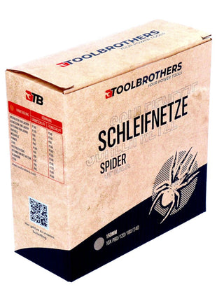 Toolbrothers SPIDER Schleifset Netz 150 mm 2 Packungen 80x Schleifnetze Klett je 20x P80 / P120 / P180 / P240 für Hartholz, Weichholz, Lack, Stein, Stahl, Aluminium, Furnier - Toolbrothers