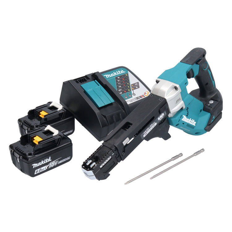 Makita DFR 551 RG Akku Magazinschrauber 18 V 25 - 55 mm Brushless + 2x Akku 6,0 Ah + Ladegerät - Toolbrothers