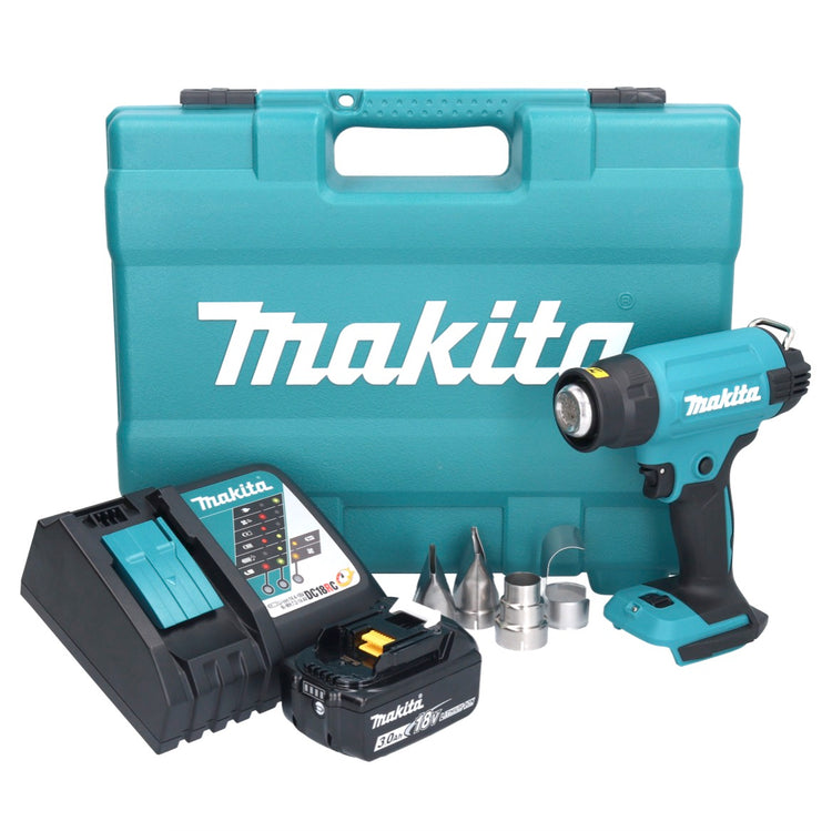 Makita DHG 181 RF1K Akku Heißluftgebläse 18 V 150 - 550°C + 1x Akku 3,0 Ah + Ladegerät + Koffer - Toolbrothers