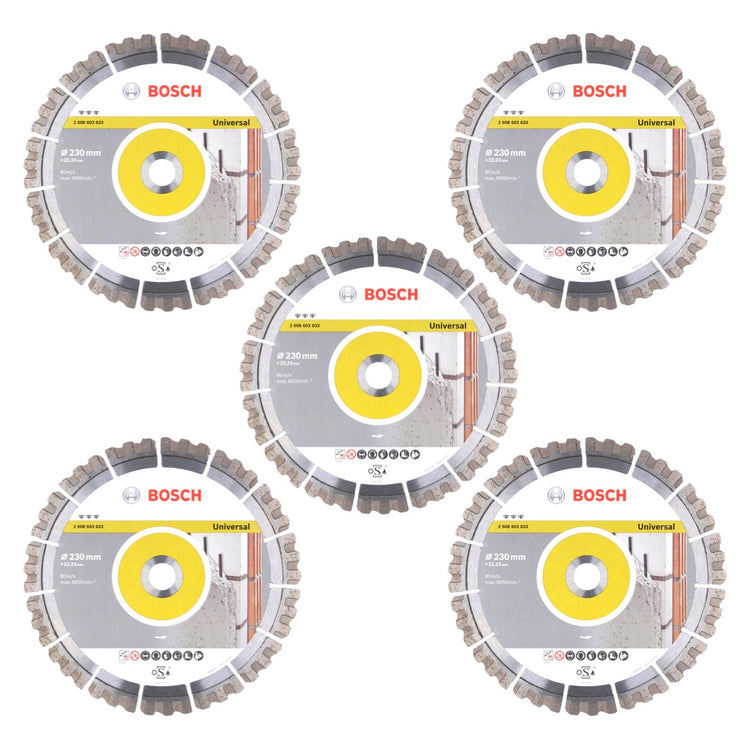 Bosch Diamant Trennscheibe Set 5x Best for Universal 230 x 22,23 mm ( 5x 2608603633 ) - Toolbrothers