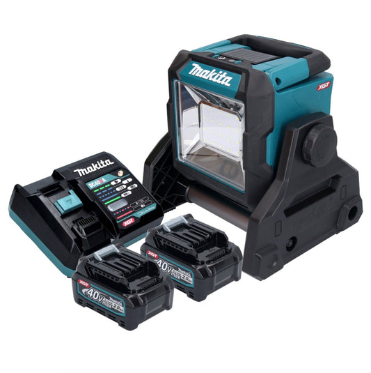 Makita ML003GA201 Projecteur de chantier LED à batterie 18 V / 40 V max 1100 lm + 2x batteries 2,0 Ah + chargeur