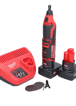 Herramienta rotativa a batería Milwaukee C12 RT-402 12 V + 2x baterías 4.0 Ah + cargador