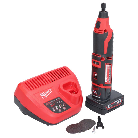 Outil rotatif à batterie Milwaukee C12 RT-601 12 V + 1x batterie 6,0 Ah + chargeur