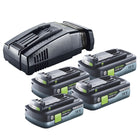 Festool Energie Set 4x BP 18 Li 4,0 Ah HPC-ASI Akkupack 18V 4,0 Ah HighPower ( 4x 205034 ) + SCA 16 Schnellladegerät 10,8 V - 18 V ( 576953 ) - Toolbrothers