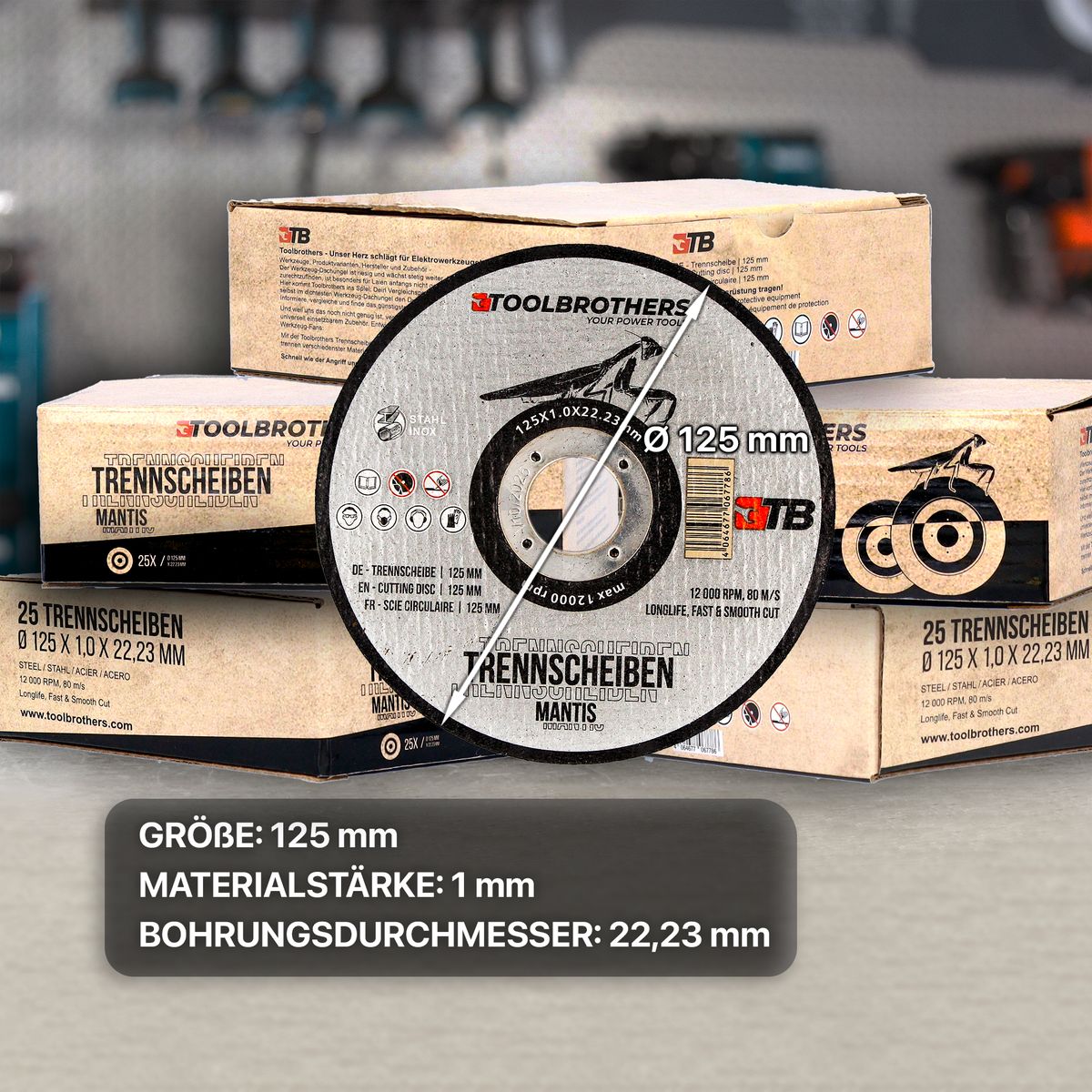 Makita GA 016 GZ Akku Winkelschleifer 40 V max. 125 mm Brushless  XGT Solo + Toolbrothers MANTIS Trennscheiben- Set - ohne Akku, ohne Ladegerät - Toolbrothers