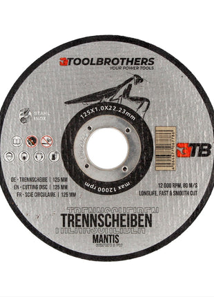 Makita DGA 506 Z Meuleuse d'angle sans fil 18 V 125 mm brushless solo + jeu de disques à tronçonner Toolbrothers MANTIS - sans batterie, sans chargeur