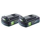 Festool Akku Set 2x BP 18 Li 3,0 C Akku 18 V 3,0 Ah / 3000 mAh Li-Ion ( 2x 577658 ) mit Ladestandanzeige - Toolbrothers