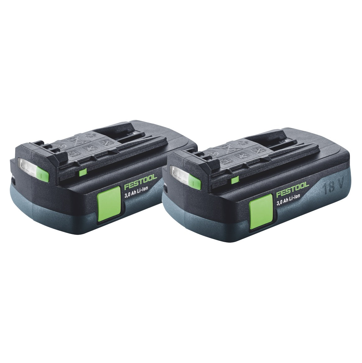 Festool Akku Set 2x BP 18 Li 3,0 C Akku 18 V 3,0 Ah / 3000 mAh Li-Ion ( 2x 577658 ) mit Ladestandanzeige - Toolbrothers