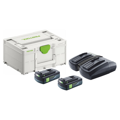 Festool Energie Set 2x BP 18 Li 3,0 C Akku 18 V 3,0 Ah / 3000 mAh Li-Ion ( 2x 577658 ) + TCL 6 DUO Doppel Ladegerät ( 577017 ) + Systainer - Toolbrothers