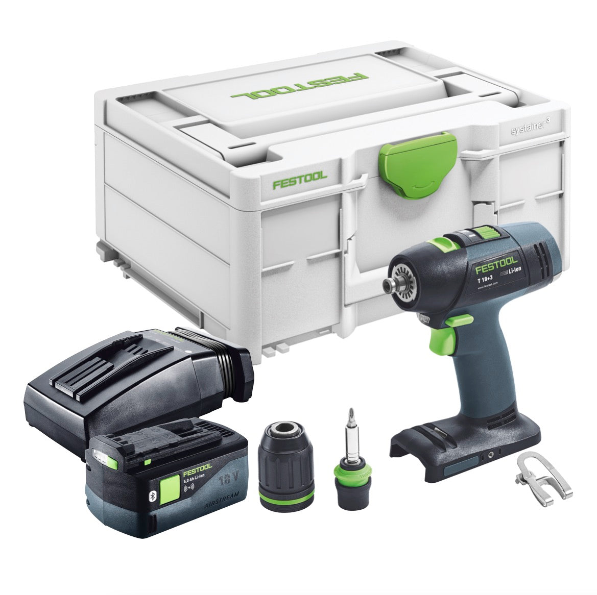 Festool T 18+3 Basic Akku Bohrschrauber 18 V 50 Nm Brushless + 1x Akku 5,0 Ah + Ladegerät + Systainer - Toolbrothers