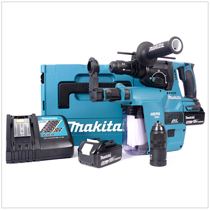 Makita DHR 243 RTJV Akku Bohrhammer 18 V 2,0 J SDS plus Brushless + 2x Akku 5,0 Ah + Ladegerät + Staubabsaugung + Makpac - Toolbrothers