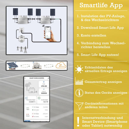 820W/600W Balkonkraftwerk Photovoltaikanlage, 2x Photovoltaik-Modul ( 2x 410W ) + Wechselrichter ( 600W ) mit WiFi-Funktion Steckerfertig Schwarz - Toolbrothers