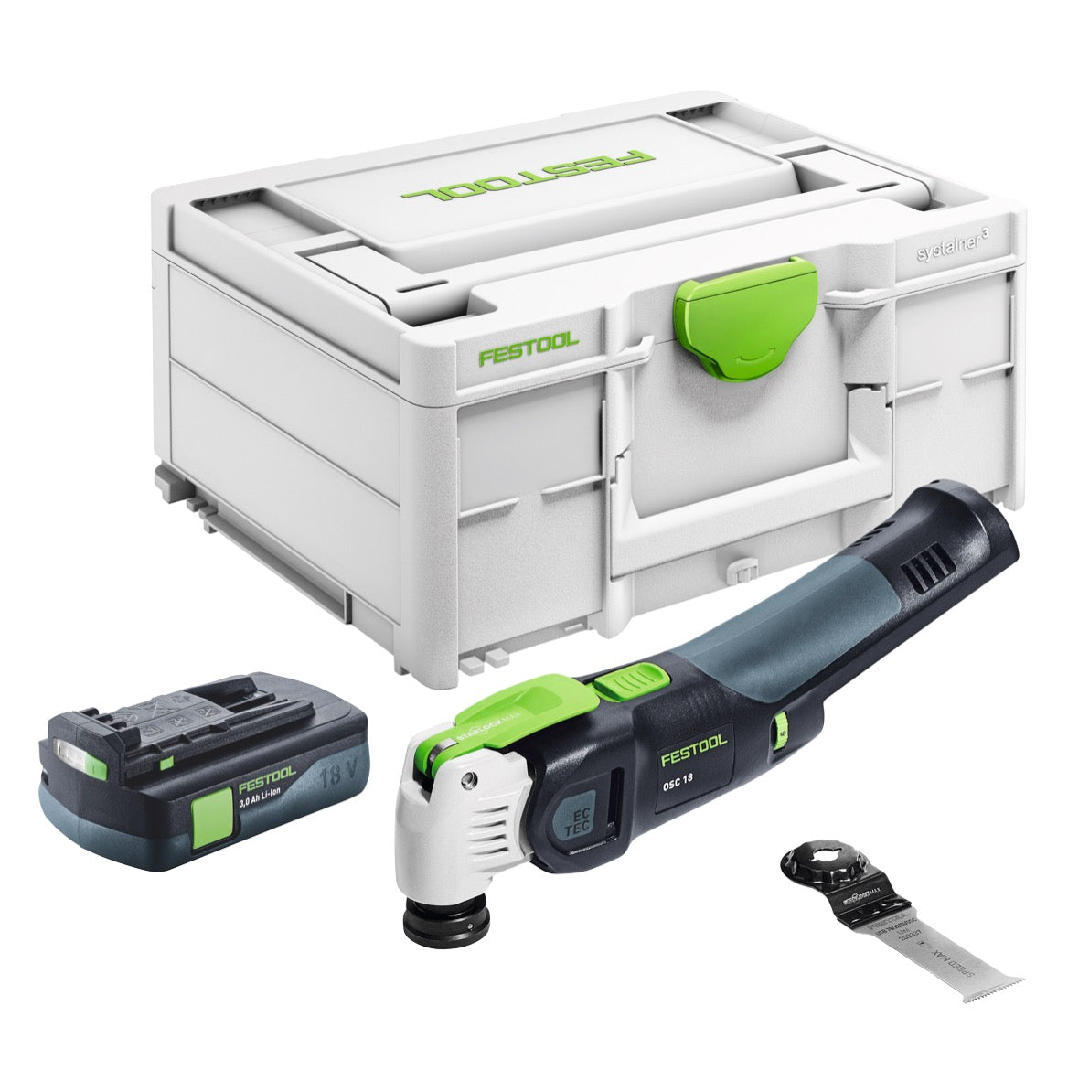 Festool VECTURO OSC 18 E-Basic Akku Oszillierer 18 V Starlock Max Brushless + 1x Akku 3,0 Ah + Systainer - ohne Ladegerät - Toolbrothers