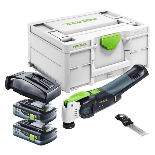 Festool VECTURO OSC 18 E-Basic Akku Oszillierer 18 V Starlock Max Brushless + 2x Akku 4,0 Ah + Ladegerät + Systainer - Toolbrothers